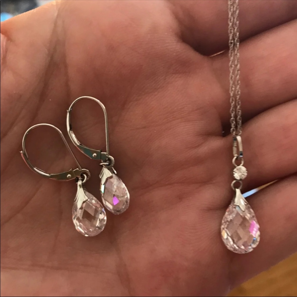 14K White Gold Briolette CZ Set JCM (Jacmel)